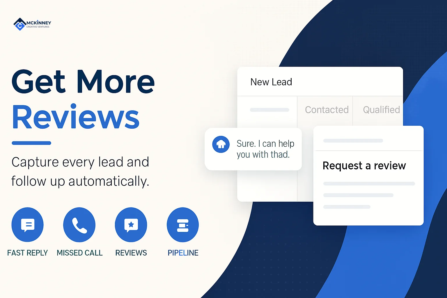 An automated review generation system sending a review request after a completed job to earn 5-star Google reviews
