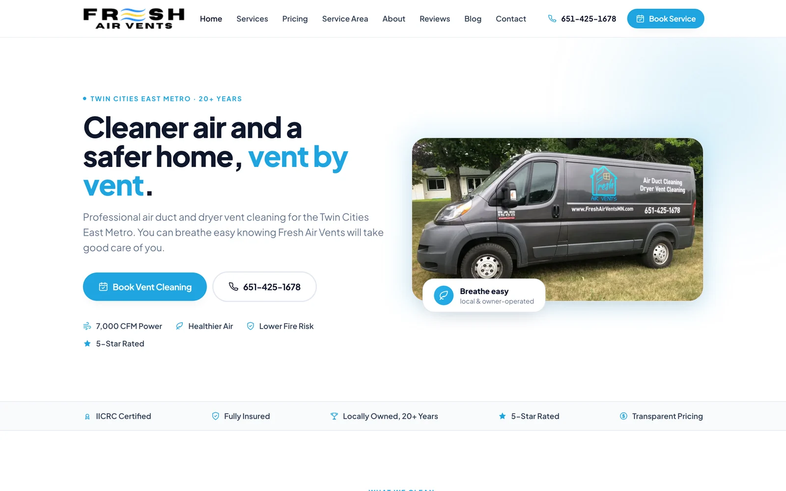 Fresh Air Vents website