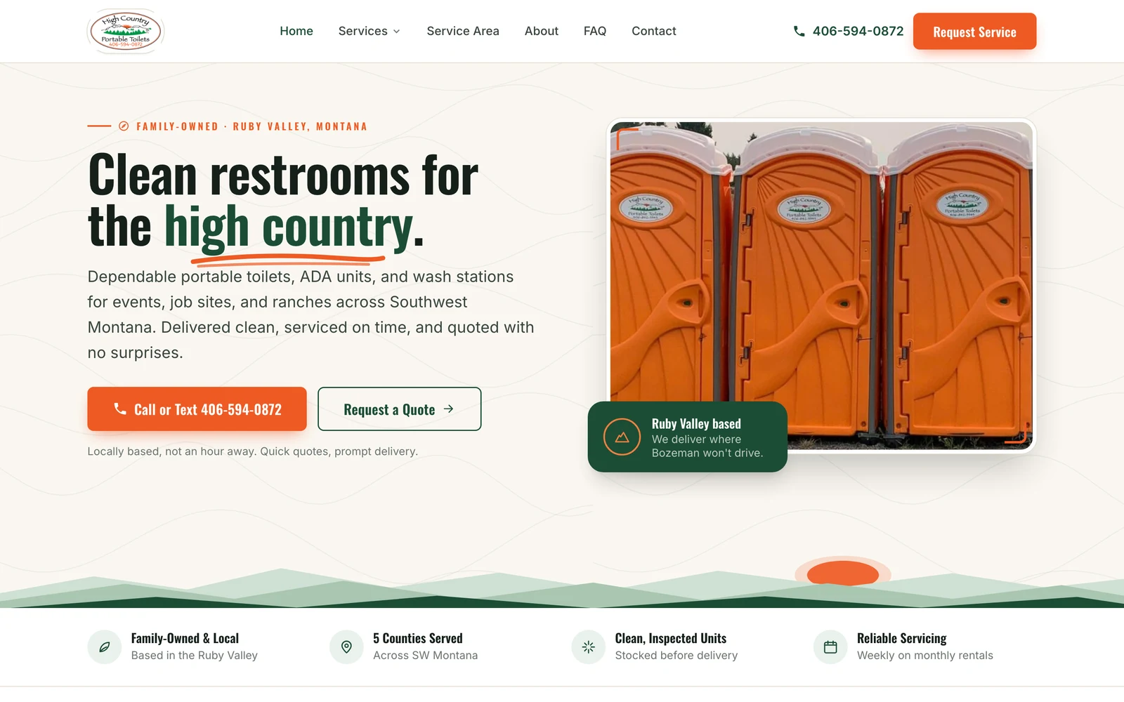 High Country Portable Toilets website